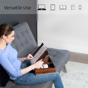 <span class=keywords><strong>Tablette</strong></span> de bureau compacte réglable en hauteur avec tapis de souris coulissant, compartiment de rangement interne, support pour poignet, bureau inclinable en bois pour ordinateur portable - Product Image 6