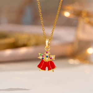 COOL น่ารักการ์ตูนคริสต์มาสเบลล์ทรีส์ทอง 18K ชุบทองเหลืองจี้สแตนเลสสร้อยคอผู้หญิงเด็กแฟชั่นเครื่องประดับ - Product Image 6