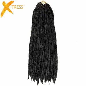 X-TRESS Black Medium Box Braiding Hair Bundle Ombre Crochet Braiding Hair Extension Dreadlocks Synthetic Hair Jumbo Braids