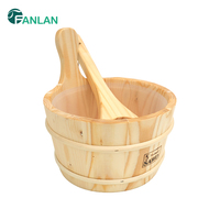 Ensemble seau et louche de sauna en bois de pin FANLAN avec doublure en plastique pour accessoires de spa et hammam