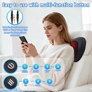 CE Full Shiatsu Neck Back Massage Pillow Kneading Function PU Leather Fishnet Cover for Neck Back Waist Shoulder Areas Body Use - Product Image 3