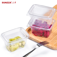 Sunzza Disposable PET Tableware Dessert Fruit Takeout Tool Rectangle Plastic Clear Hotel Snack Bar Cake Food Container With Lid