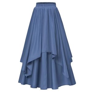 Ankle-Length Umbrella Design Casual <b>Skirts</b> Slimming High Waist <b>Elastic</b> Breathable Chiffon Washable Women's Summer A-Line Retro - Product Image 5