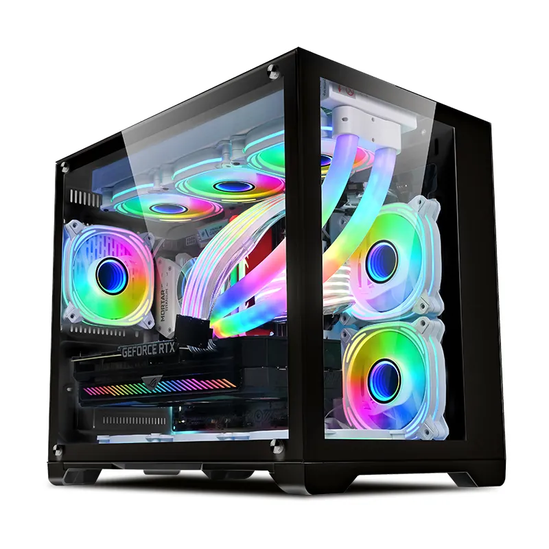 Lovingcool 가장 인기있는 게임 PC 데스크탑 컴퓨터 게임 M-ATX 케이스 RGB 컴퓨터 케이스 & 타워 CPU 캐비닛