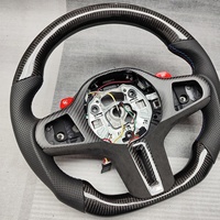 Volant de direction en cuir perforé personnalisé J Auto Sports, en fibre de carbone, forme D, 3 branches, G20/G30/G32 - Noir, couleur de couture personnalisée