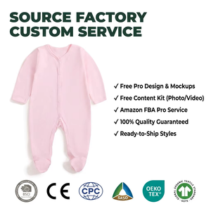 Tutine per Neonati di Alta Qualità 100% Cotone, Vendita all'Ingrosso, <span class=keywords><strong>Abbigliamento</strong></span> Primaverile e Autunnale per Bambini e Bambine con Bottoni a Scatto - Product Image 2