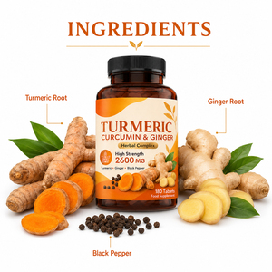 Comprimés d'extrait de curcuma biologique et de gingembre - Vitamines certifiées, compléments de santé, antioxydant, soutien immunitaire pour - Product Image 3