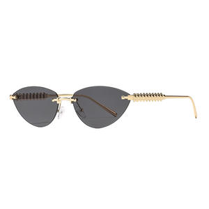 Nouvelles lunettes de soleil œil de chat pour femmes, monture métallique sans cadre, protection UV400, type 3, lunettes de soleil tendance - Product Image 4