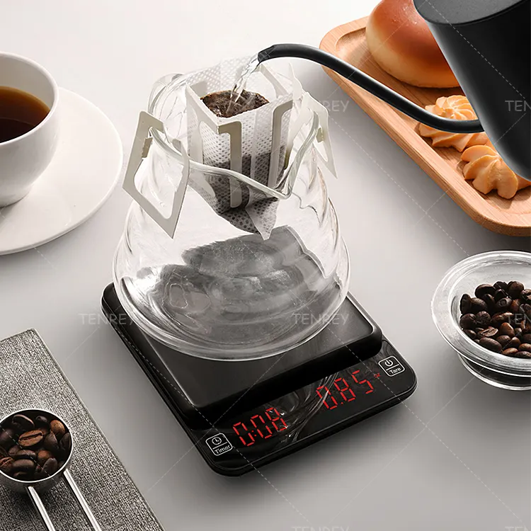 Balance à café de cuisine USB Tenrey en gros 3kg balance à café électronique numérique avec temps