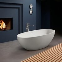 Baignoire SPA pour la conception de salles de bain d'hôtel, baignoire ovale autoportante d'angle pour intérieur, nouvelle matière en pierre artificielle