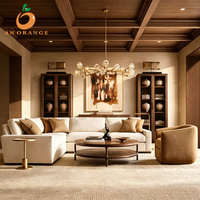 Ensemble de canapés en tissu d'intérieur pour salon, canapé sectionnel en L rembourré avec cadre en bois massif et éponge, style contemporain pour villa