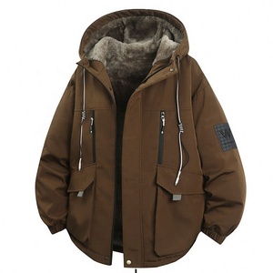 Chaqueta de Invierno para <span class=keywords><strong>Hombre</strong></span>, Forrada de Forro Polar, Gruesa, de Marca, con <span class=keywords><strong>Capucha</strong></span>, Holgada y Cálida - Product Image 6
