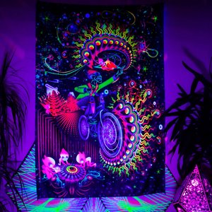 Tapisserie murale personnalisée réactive aux UV (lumière noire) pour yoga, méditation, zen, style <span class=keywords><strong>hippie</strong></span>, mandala, bohème, spirituel, bannière suspendue - Product Image 3