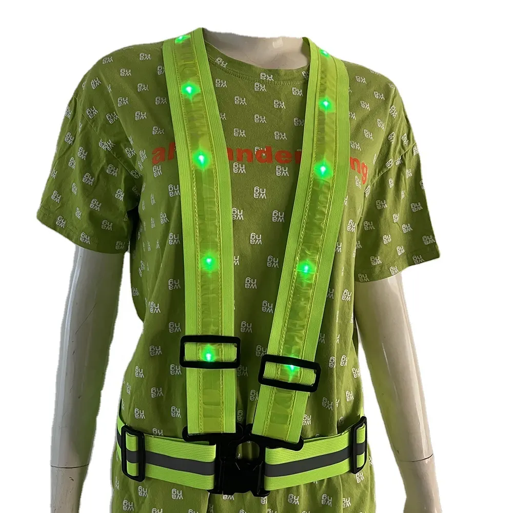 New PVC Reflective Material Type C Charging X-shaped Elastic Band Adjustable LED Reflective Safety Clothing Vest Vest