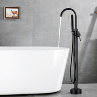 Robinet de baignoire sur pied rond de couleur noire mate de style de mode domestique de luxe robinets sur pied