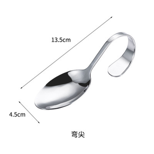 DFK02 Cuchara de Acero Inoxidable Creativa para Mariscos, Cuchara para Degustación con Mango Curvo, Cuchara para Servir, Cuchara para Helado - Product Image 2