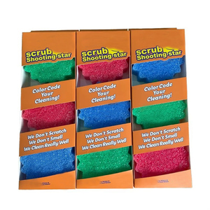 HCX ColorBox Scrub Suave em água morna Duro em água fria Sponge Smile Face para limpeza de lavagem de cozinha - Product Image 4