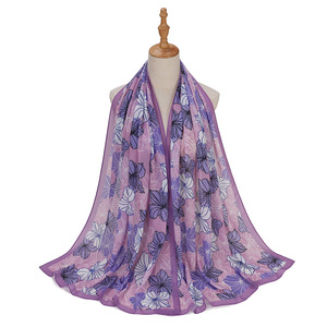 Terbaru kedatangan 70*180CM lembut Digital Printing sifon bunga kepala membungkus syal Malaysia mode sifon dicetak jilbab wanita - Product Image 3