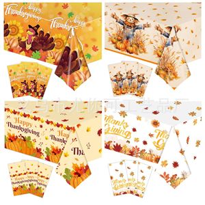 Nappe de table jetable Youke pour l'automne et Thanksgiving, avec motif feuille d'érable, citrouille et dinde, pour la décoration des fêtes - Product Image 1