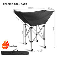 Rangement facile intérieur extérieur pliant en alliage d'aluminium portable basket-ball volley-ball ballon de football chariot avec roues