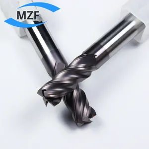 Pemotong penggilingan baja Tungsten 60 derajat, 4-flute karbida akhir pabrik alat CNC lapisan khusus baja tahan karat AK dinamis Milling OEM - Product Image 1