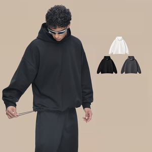 Sweat-shirt court et ample en molleton bouclette style boxy, cordon de serrage réglable, 420 g/m², poids lourd, haute qualité, logo personnalisé, tendance - Product Image 3