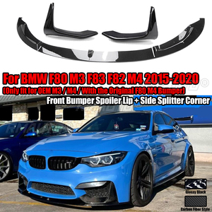 5 pièces pour BMW F80 M3 F83 F82 M4 2015-2020 : Lame de spoiler de pare-chocs avant, diffuseur, séparateur latéral et protection de pare-chocs - Product Image 1