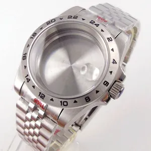 explore Master 39mm Watch Case 24 Hours Steel Bezel Fit NH34 NH35 NH36 904L Bracelet Spare Part for Watch Mod Glass Back