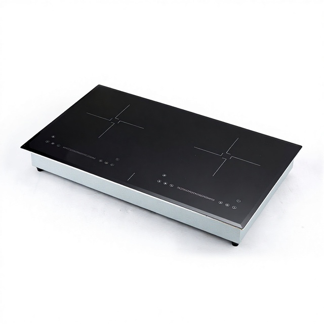 Built-in Tabletop 2 Burners Induction Cooktop 3500W Touch Control Crystal Glass Easy Clean Overheating Protection Commercial