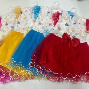 فستان أطفال صيفي بناتي زهري جميل، موديل JT002 لعمر 2-5 سنوات، فستان توتو طويل ملون للأطفال، بسعر 1.85 دولار - Product Image 1