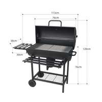 Barbecue au charbon certifié CE ETL GS avec rôtissoire, fût en acier épaissi de 2,0 mm, fumoir, garantie 5 ans, usine OEM