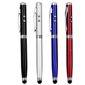Stylo multifonction 4-en-1 à logo métallique, stylo bille, lumière LED, laser infrarouge, toucher doux, lumière UV médicale, vente chaude - Product Image 2