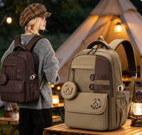 Sac à dos étudiant unisexe imperméable, grande capacité, personnalisable, en nylon, compatible ordinateur portable, plusieurs poches - Nouveauté très demandée