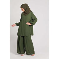 Özel Premium Spandeks/Polyester Kumaşından Üretilmiş Tesettür Spor Giyim Kadın 2 Parça Uzun Kollu Üst ve Pantolon Takımı Nefes Alabilen Hafif Hızlı Kuruyan