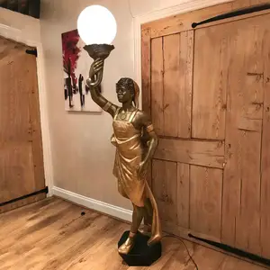 Life Size Lady Lamp Holder Bronze Sculpture
