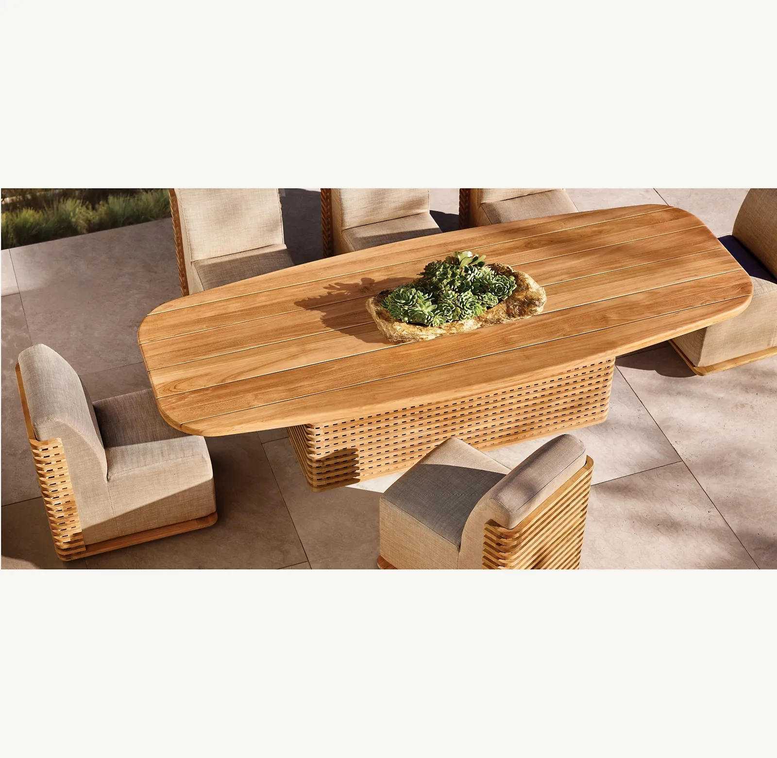 屋外ガーデンセットテーブル木製家具チーク長方形ダイニングテーブルと椅子
