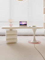 Bureau en bois massif de style français, couleur crème, bureau d'ordinateur/d'écriture/de bureau, petits appartements, design moderne et simple, finition blanche