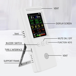 Medidor de Calidad del Aire 9 en 1, Detector de Temperatura, Humedad, CO2, PM2.5, PM10, <span class=keywords><strong>HCHO</strong></span>, TVOC, CO, CO2, AQI, con Pantalla LCD a Color y Retroiluminación - Product Image 4