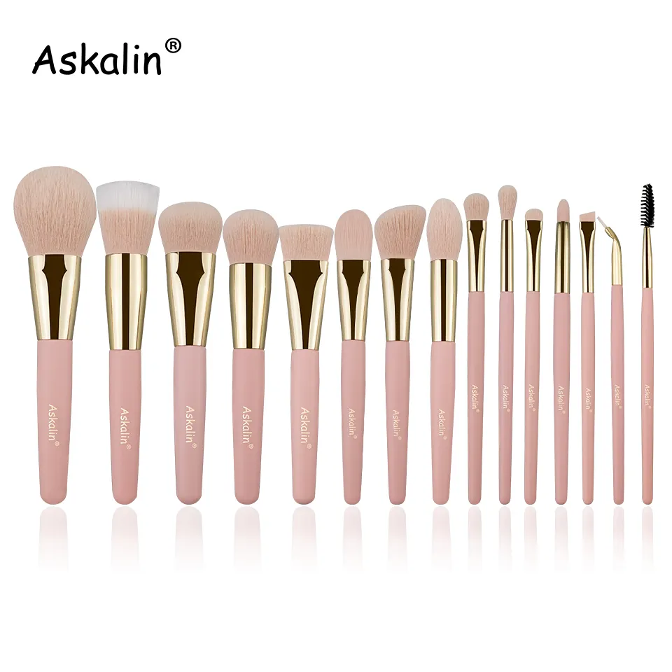 BEILI 2020 synthetic hair makeup brush set of 15 pieces of pink series powder highlighter eye shadow soft texture soft skin fitt