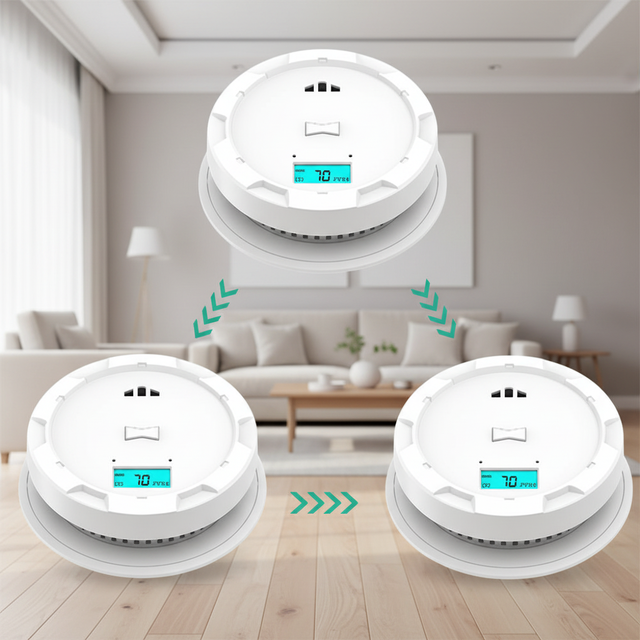 Anka Smart Fire Security Hub Photoelectric Alarm System Portable Battery Powered Wireless Interconnected Smoke CO Detector