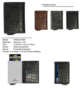 ที่ใส่บัตรอลูมิเนียม CardHoda ป้องกัน RFID แบบพับได้ กระเป๋าสตางค์สั้นสำหรับทุกเพศ ลายหนังจระเข้ ดีไซน์มินิมอล - Product Image 3