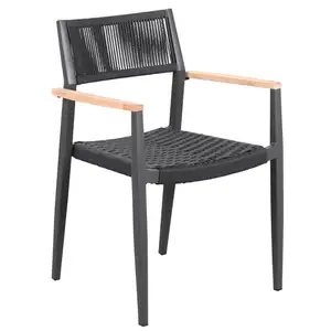 Muebles de aluminio para comedor al aire libre, silla de cuerda para patio, KT4062