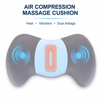 Coussin de massage vibrant chauffant portable bleu avec deux airbags, câble USB, minuterie 15 minutes pour le dos, la taille, la maison et le bureau