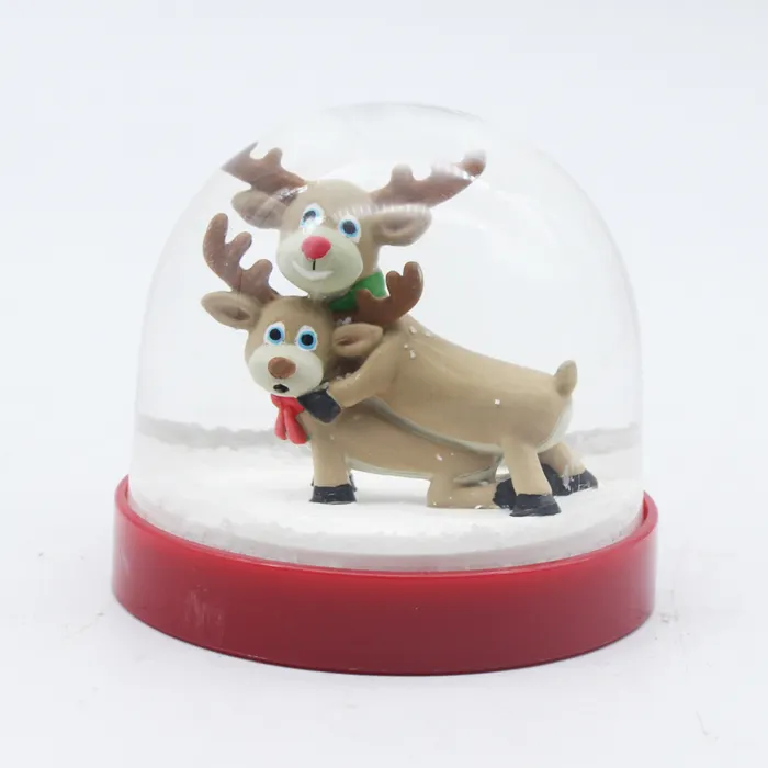 Günstige Kunststoff Winter Schneekugel, Poly resin Weihnachts hirsch Figur Kunststoff Schneekugel für Desktop-Dekoration
