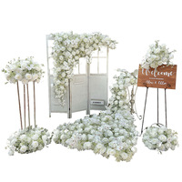 Guirlande d'arche de fleurs artificielles en soie PU souple, motif gypsophile blanc, pour décoration de mariage transfrontalière