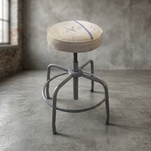Industrial Farmhouse Villa Vintage Home Fabric Ottoman Rustic Antique Finish <b>Stool</b> <b>Adjustable</b> <b>Height</b> Kitchen Metal Material - Product Image 3