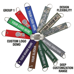 Porte-clés personnalisé en tissu tissé avec logo brodé, étiquette rectangulaire en alliage de zinc pour avion, moto, souvenir promotionnel - Product Image 3