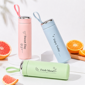 Botella de Agua Portátil de Vidrio con Cordón para Llevar, Diseño Personalizado con Texto, Varios Colores Pastel, Reutilizable, Ecológica, con Tapa y Pajita, Unisex - Product Image 1