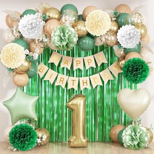 Décorations pour le 1er anniversaire, thème crème et or : « Joyeux anniversaire », fournitures <span class=keywords><strong>de</strong></span> fête bohème pour la célébration d'un enfant <span class=keywords><strong>de</strong></span> 1 an - Product Image 2