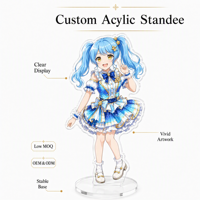 Standee Akrilik Anime Iridescent Custom dengan Lapisan Perak, Slot Tunggal, Figur Karakter Anime, Alas Stabil